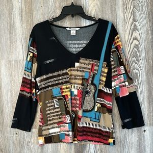 Nvgard v-neck, top with musical elements, PL